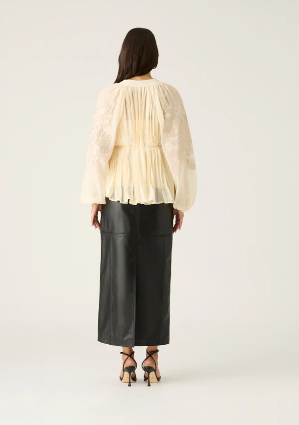 Willow Pleat Blouse - Ivory