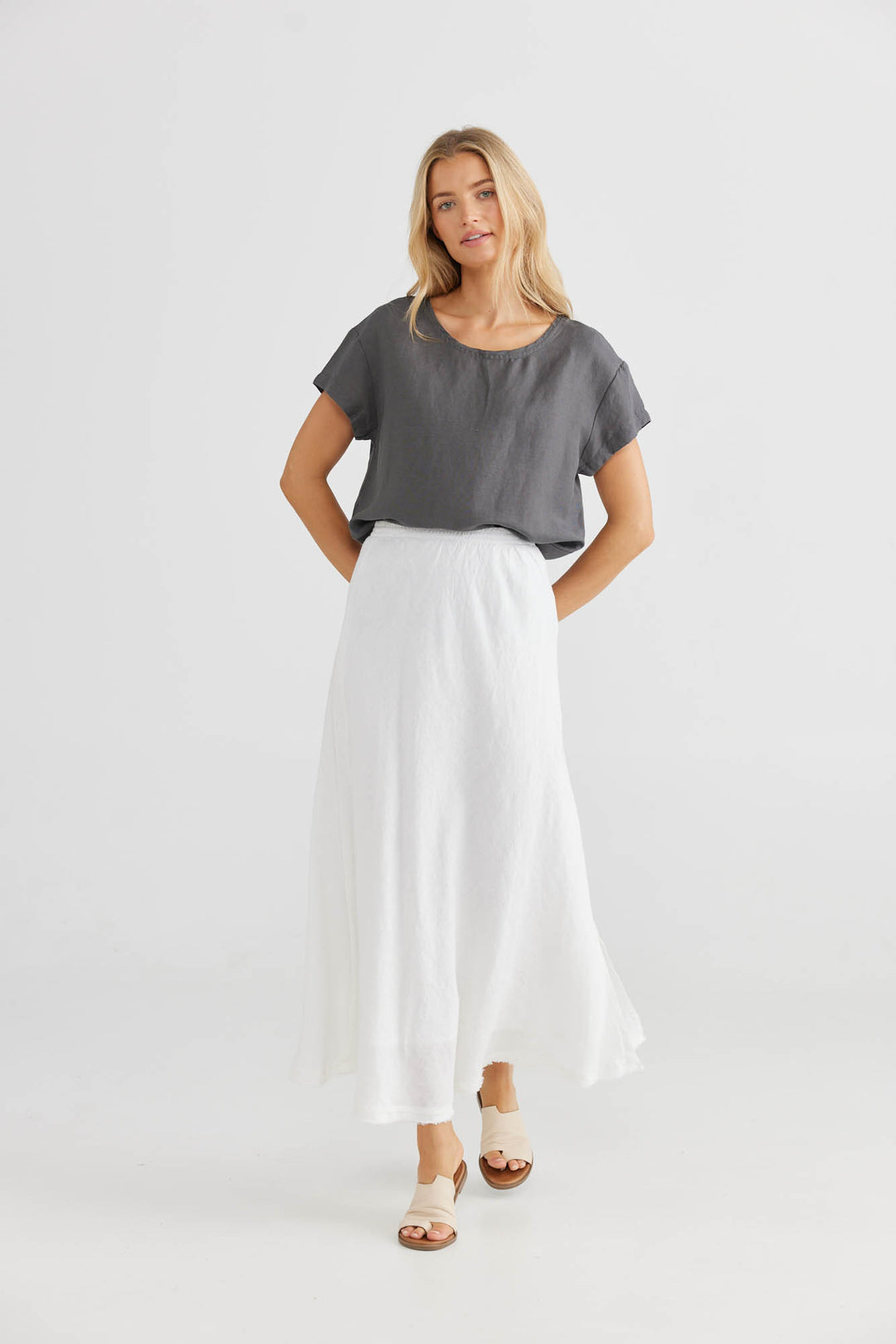 Sicily Skirt - White Linen