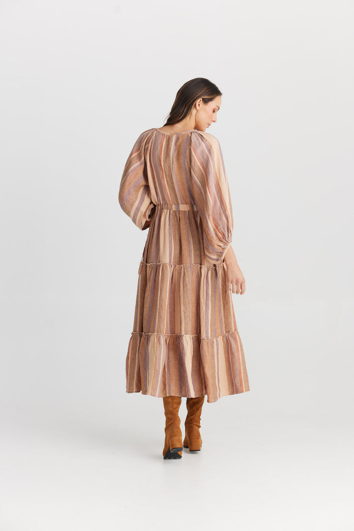 Wing and A Prayer Dress - Santal Stripe