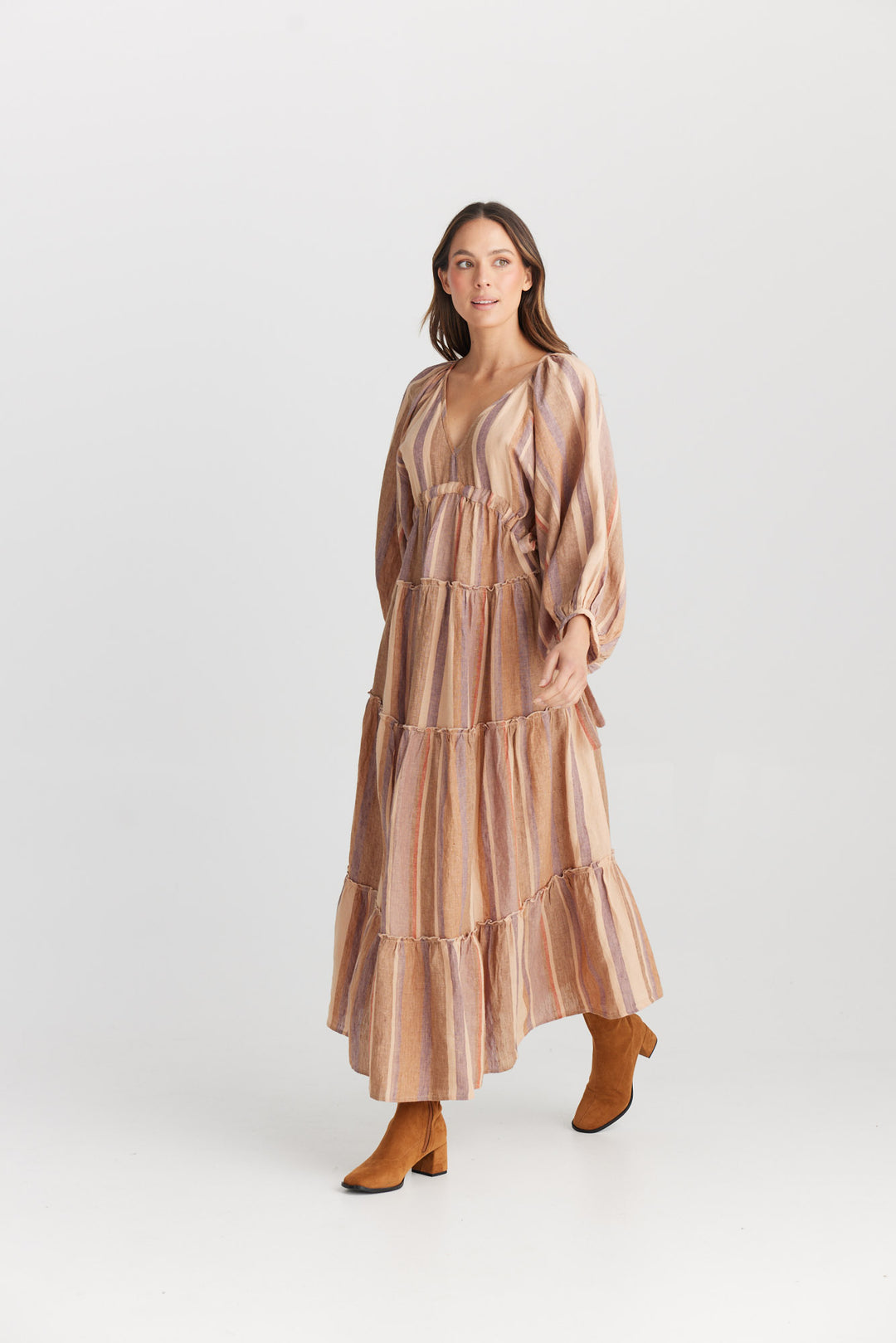 Wing and A Prayer Dress - Santal Stripe