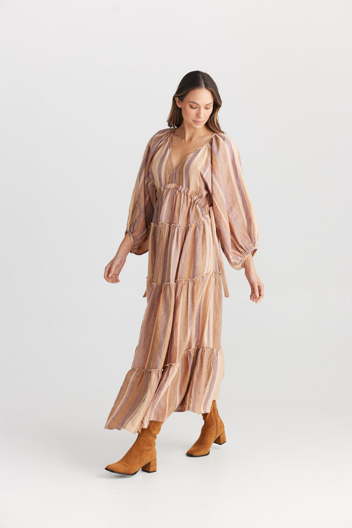 Wing and A Prayer Dress - Santal Stripe