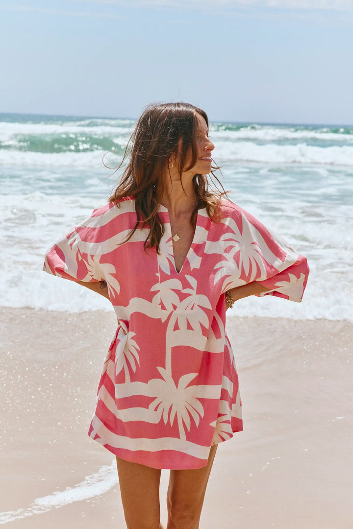 Summer Tunic - Geranium Palma Print