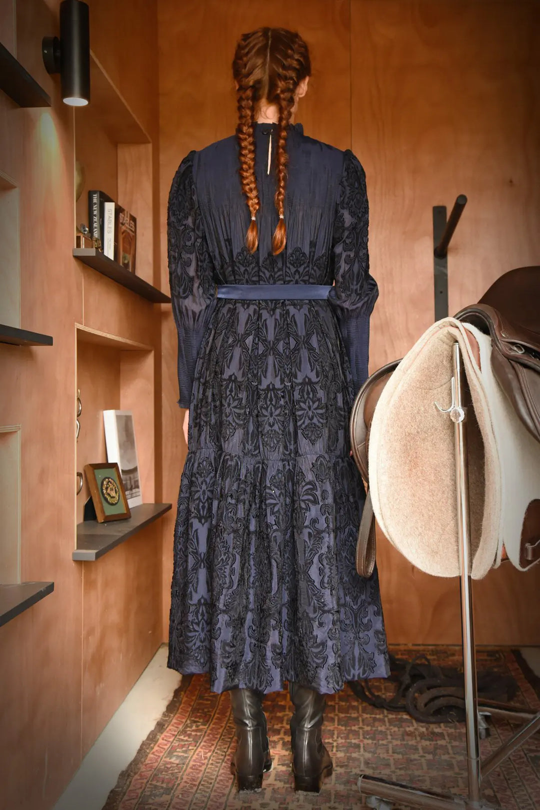 Shirred Is The Word Dress - Navy/Black