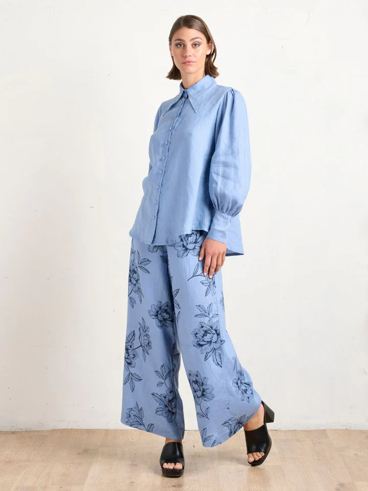 Palazzo Pant - Peonies Blue