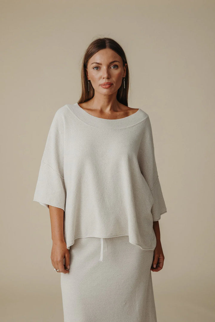 Retreat Cotton Twist Tee Pullover - Silver/Salt