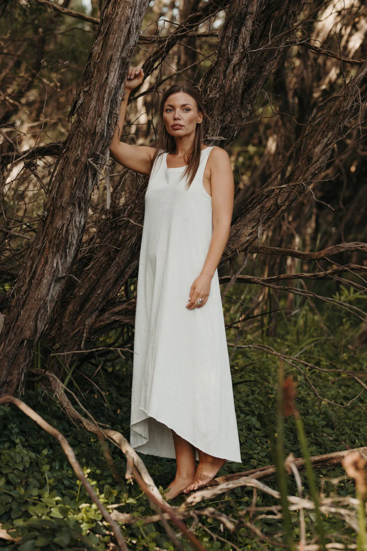 Shoreline Fine Slub Breeze Dress - Bright White