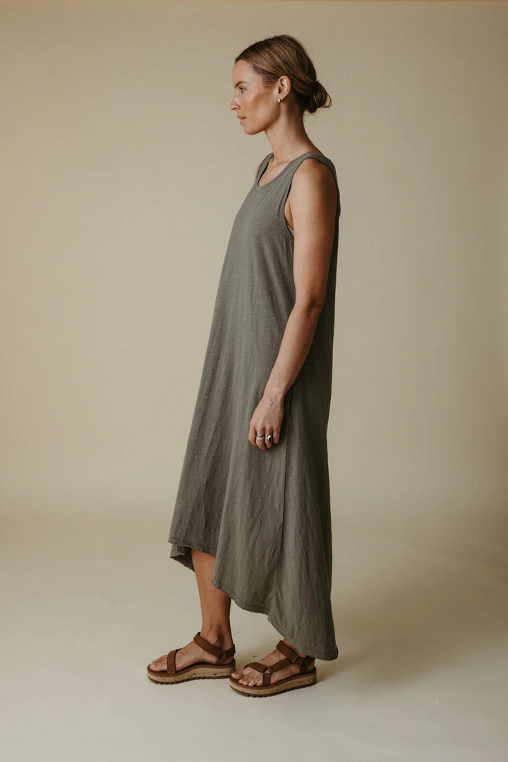 Shoreline Fine Slub Breeze Dress - Dusty Olive