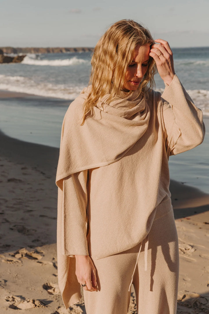 Winter Retreat Merino Wrap - Soft Sand