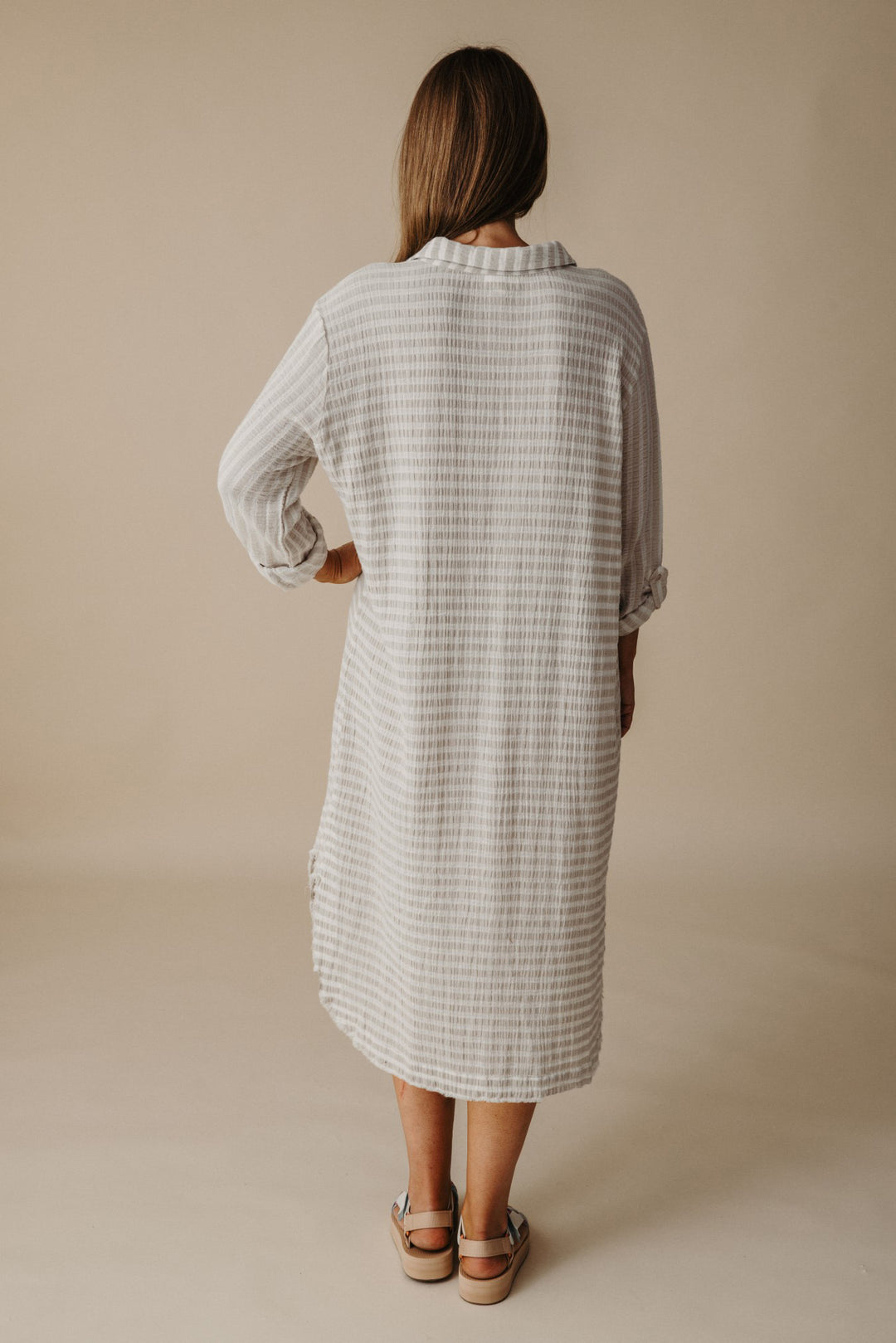 Salt Tunic Dress - Pumice & White