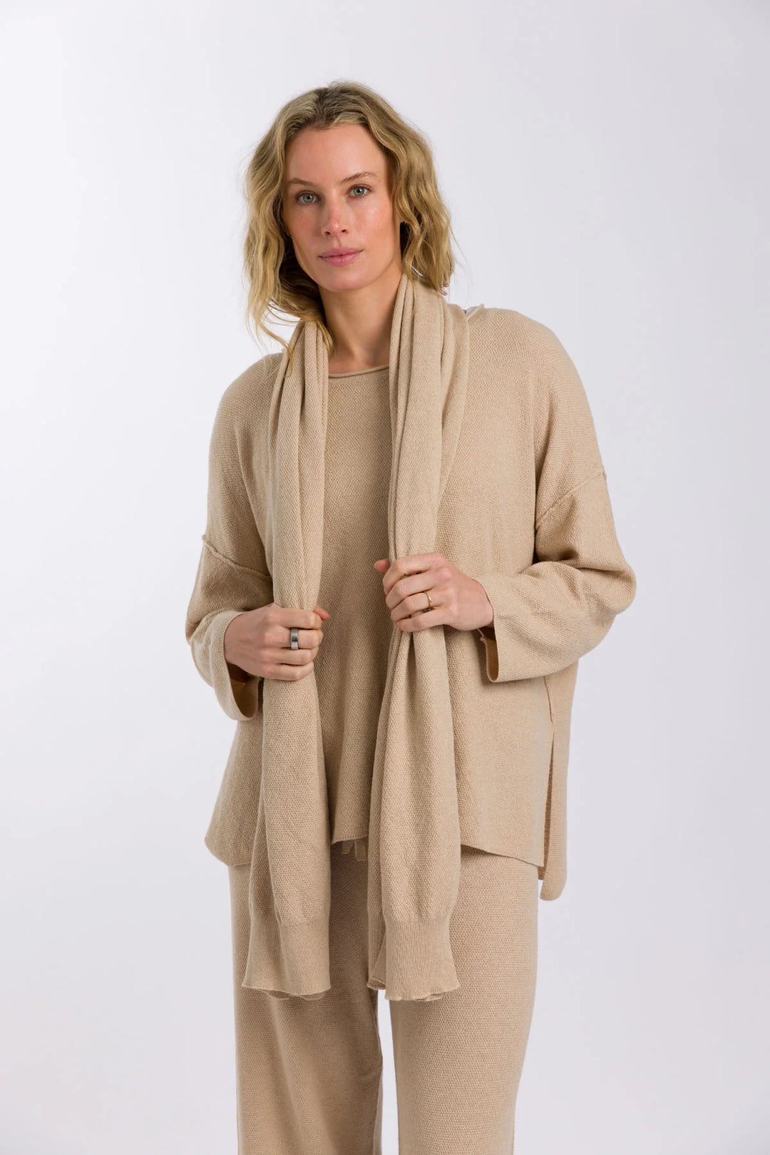 Winter Retreat Merino Wrap - Soft Sand