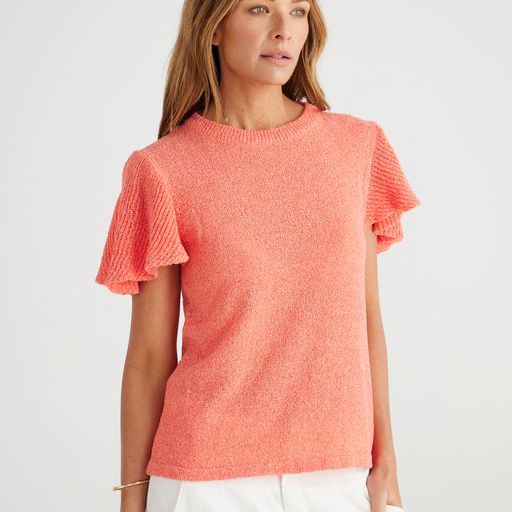 Manderly Knit Top - Mandarin Marle