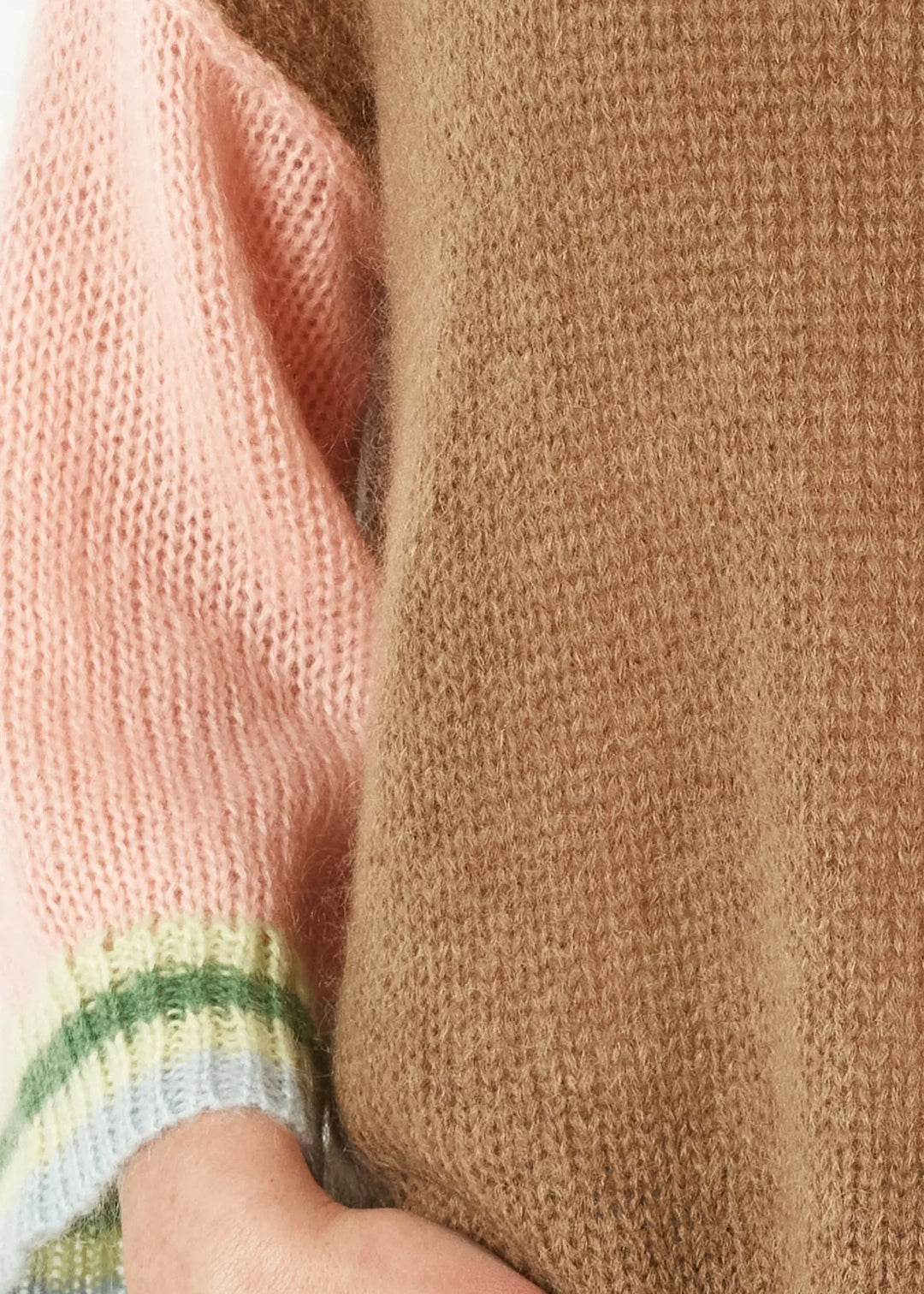 Mohair Colour Block Knit - Caramel