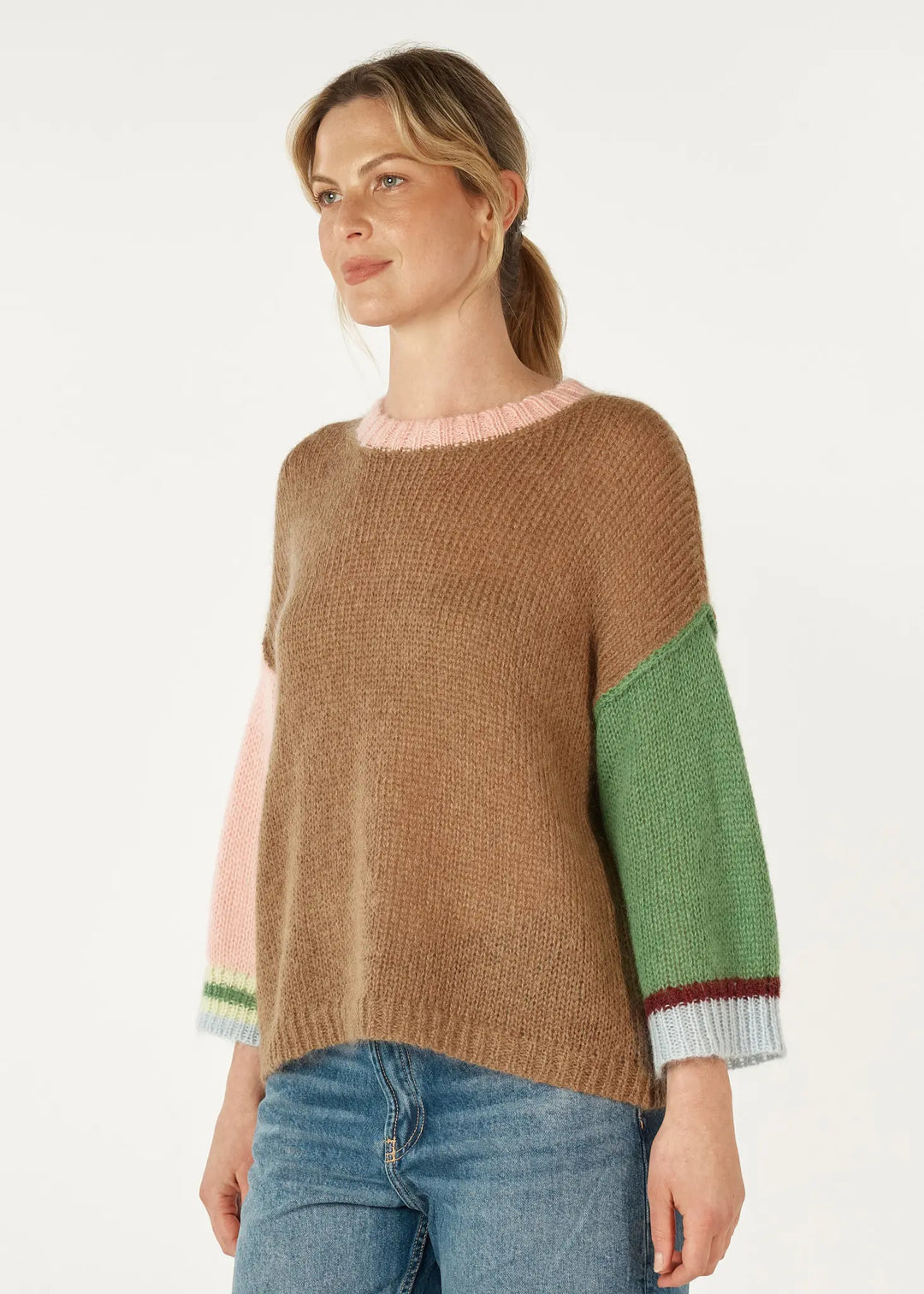 Mohair Colour Block Knit - Caramel