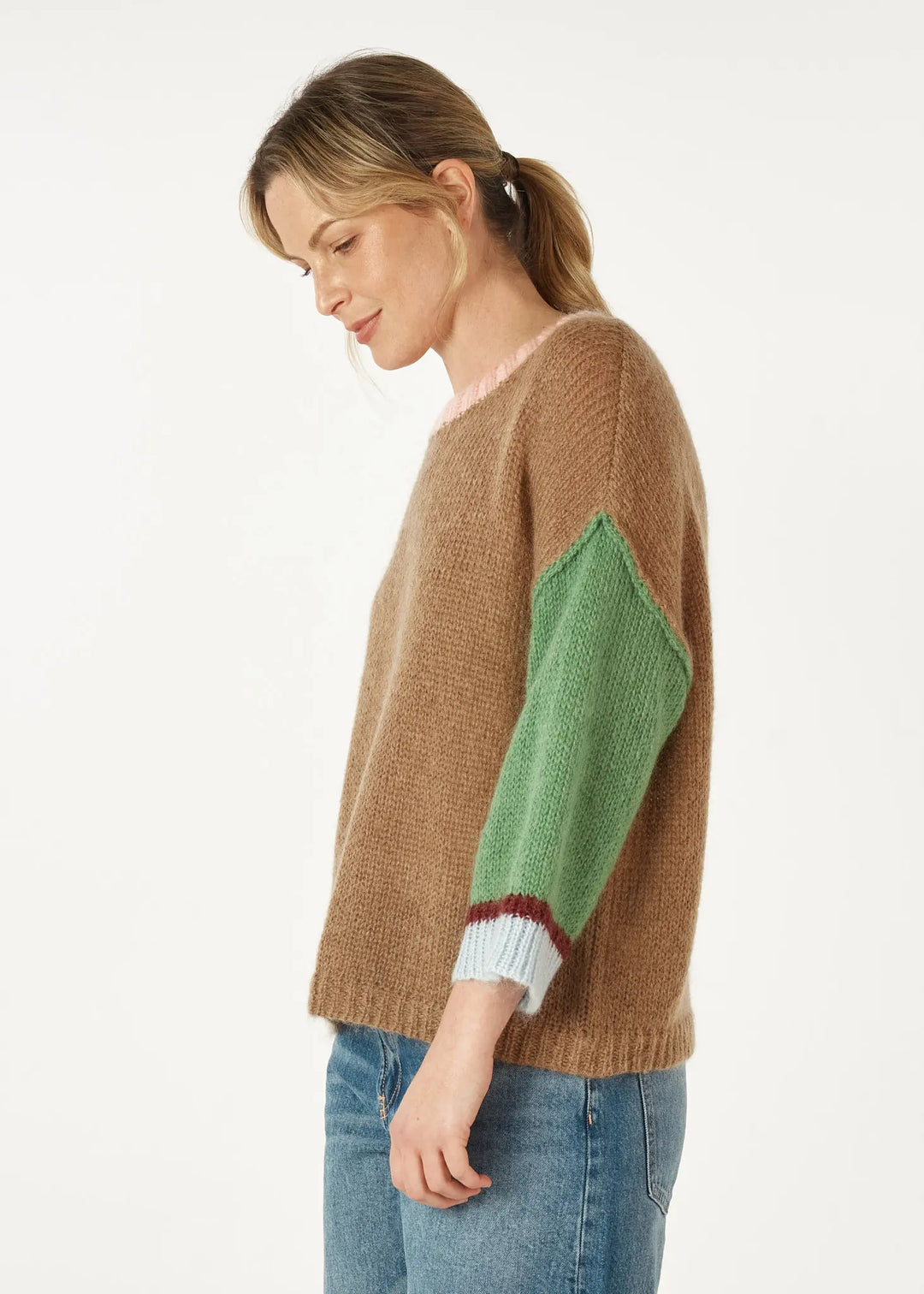 Mohair Colour Block Knit - Caramel