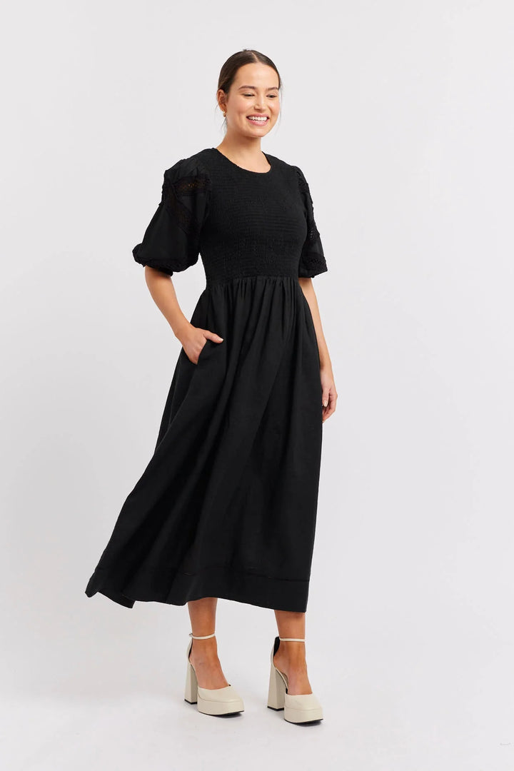 Claudia Linen Dress - Black