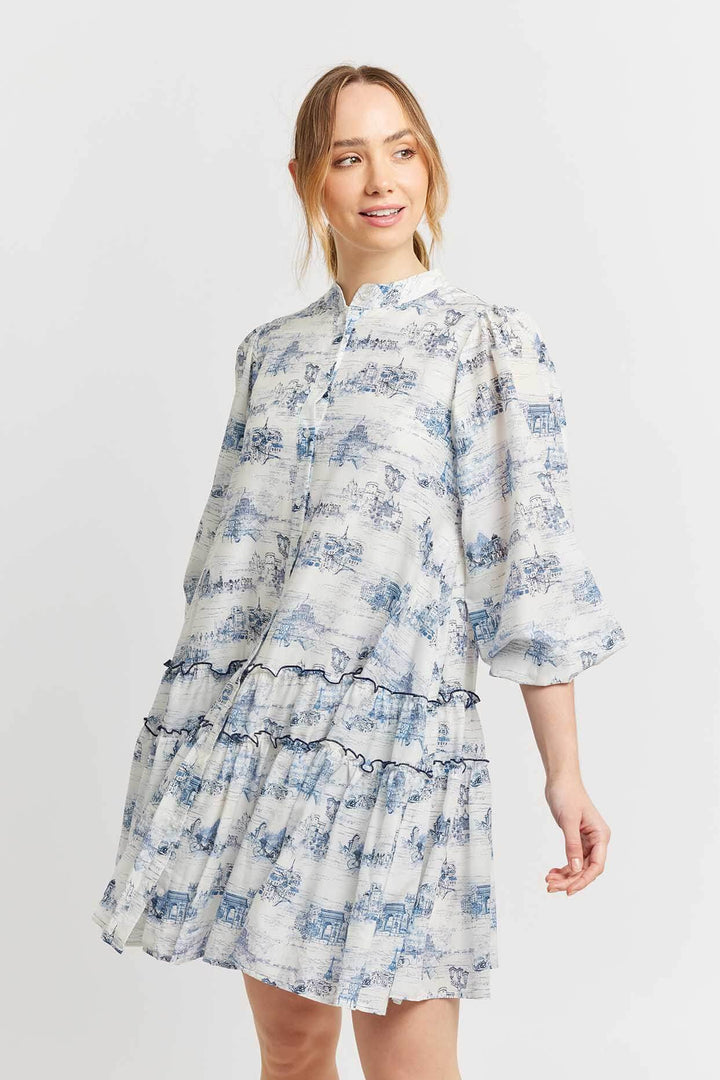 Stevie Dress Cotton Silk - Navy