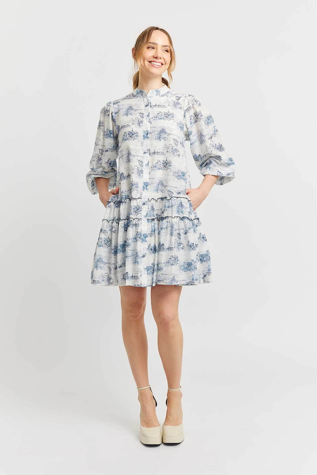 Stevie Dress Cotton Silk - Navy