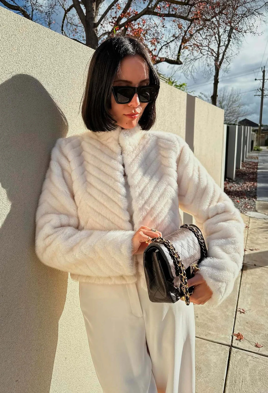 Altair Faux Fur Jacket - Porcelain