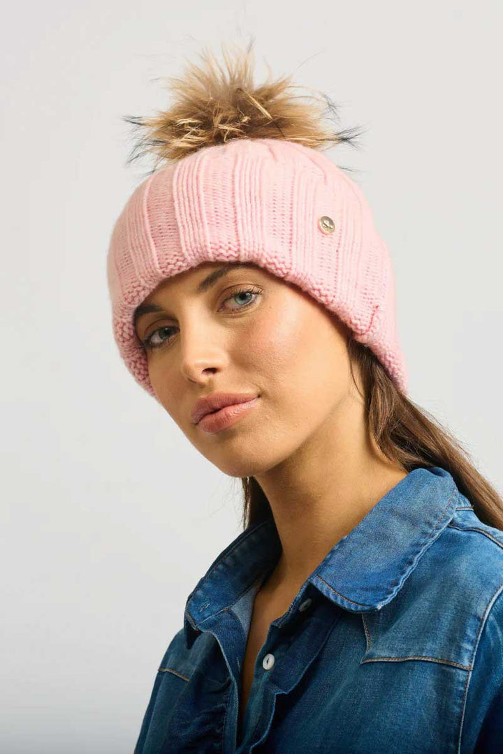 Shirty Fur Pom Pom Beanie - Blush