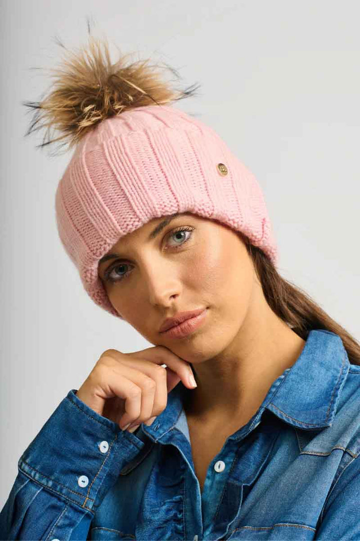 Shirty Fur Pom Pom Beanie - Blush