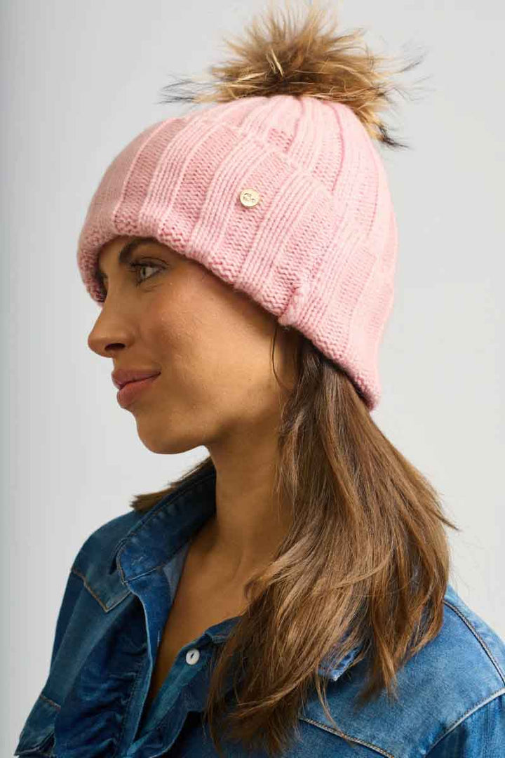 Shirty Fur Pom Pom Beanie - Blush