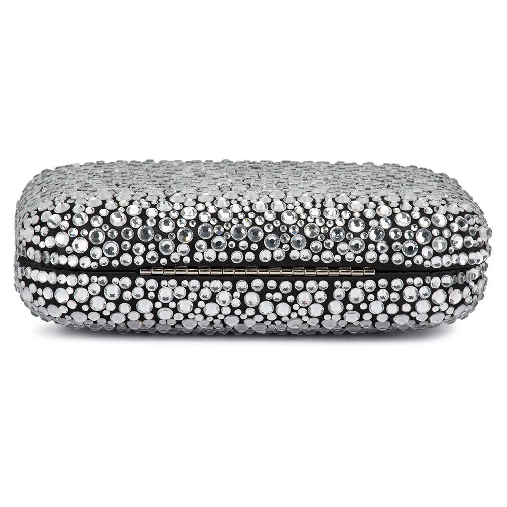 Casey Hot Fix Encrusted Clutch - Black Silver