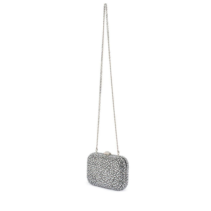 Casey Hot Fix Encrusted Clutch - Black Silver