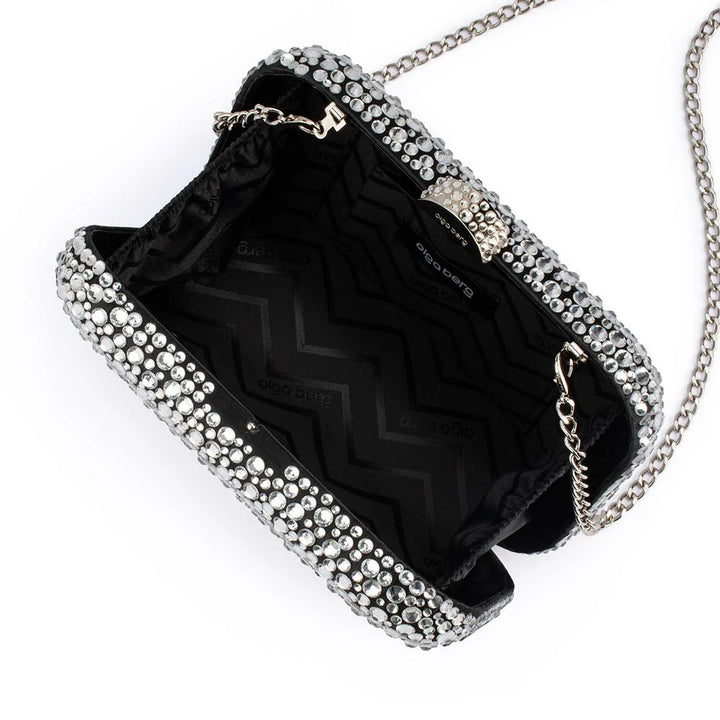 Casey Hot Fix Encrusted Clutch - Black Silver