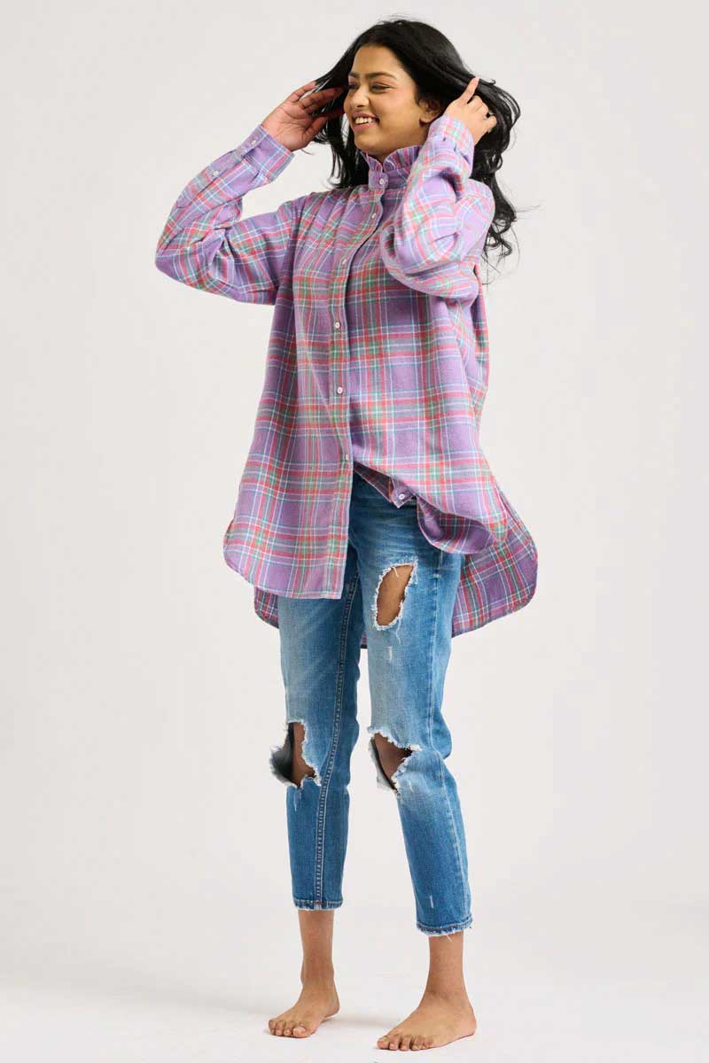 Shirty Camilla Boyfriend Shirt Flannel Frill - Lilac