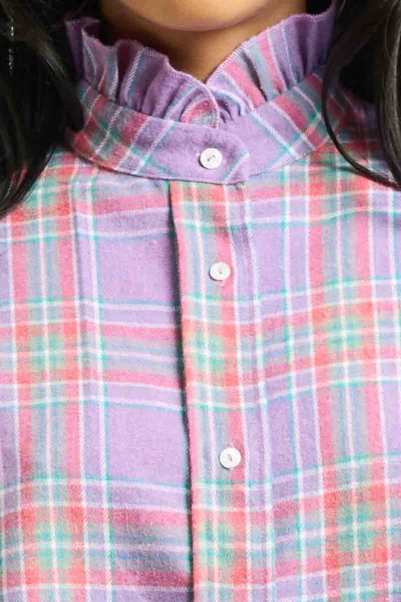 Shirty Camilla Boyfriend Shirt Flannel Frill - Lilac