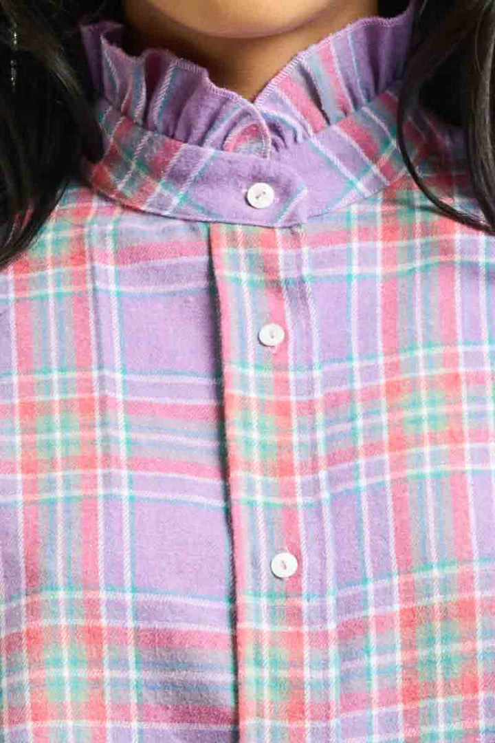 Shirty Camilla Boyfriend Shirt Flannel Frill - Lilac