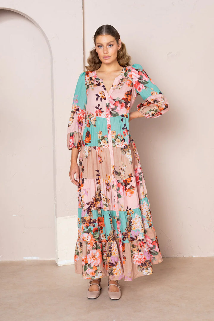 Adele Maxi Dress - Pink/Turquoise