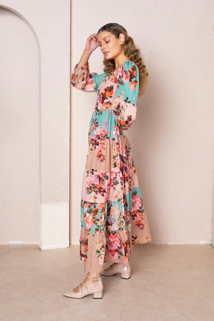 Adele Maxi Dress - Pink/Turquoise