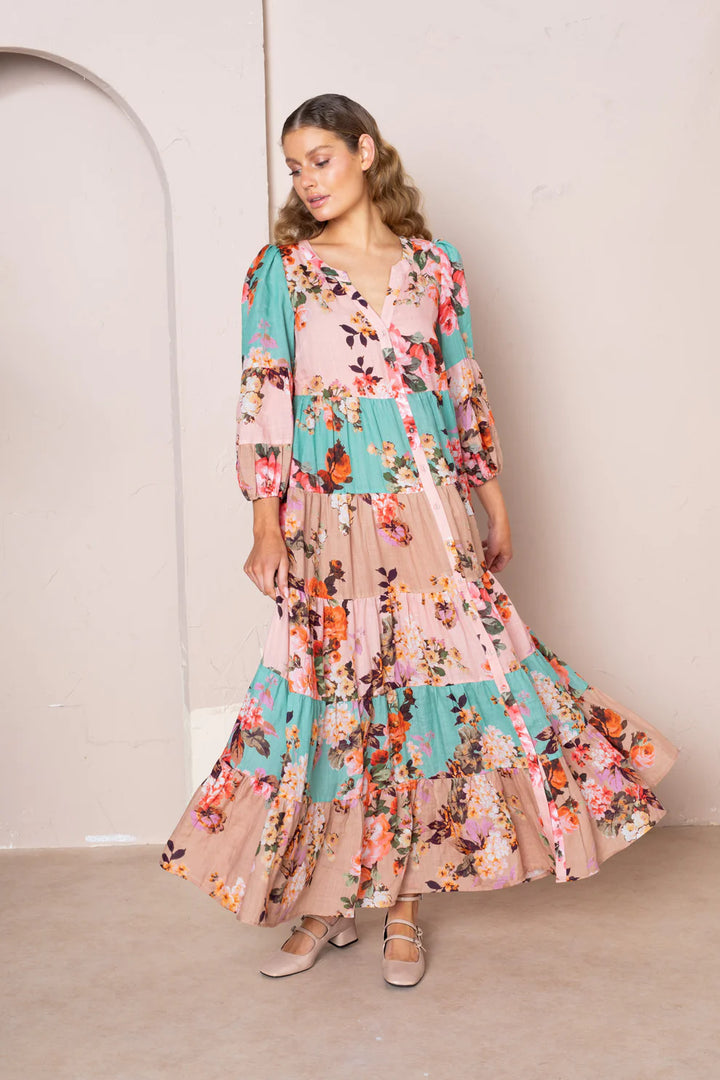 Adele Maxi Dress - Pink/Turquoise