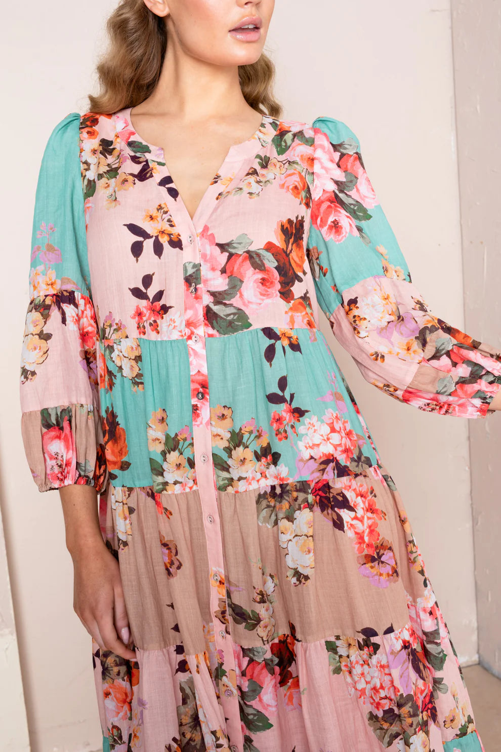 Adele Maxi Dress - Pink/Turquoise