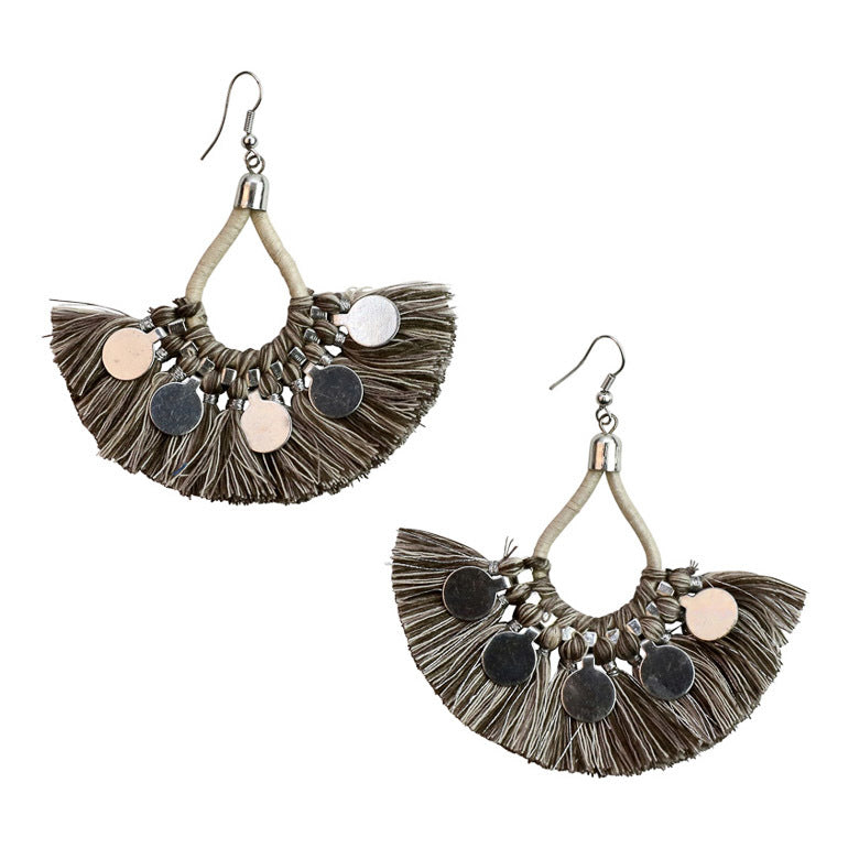 Zoda Vera Statement Earrings - Brown/Silver