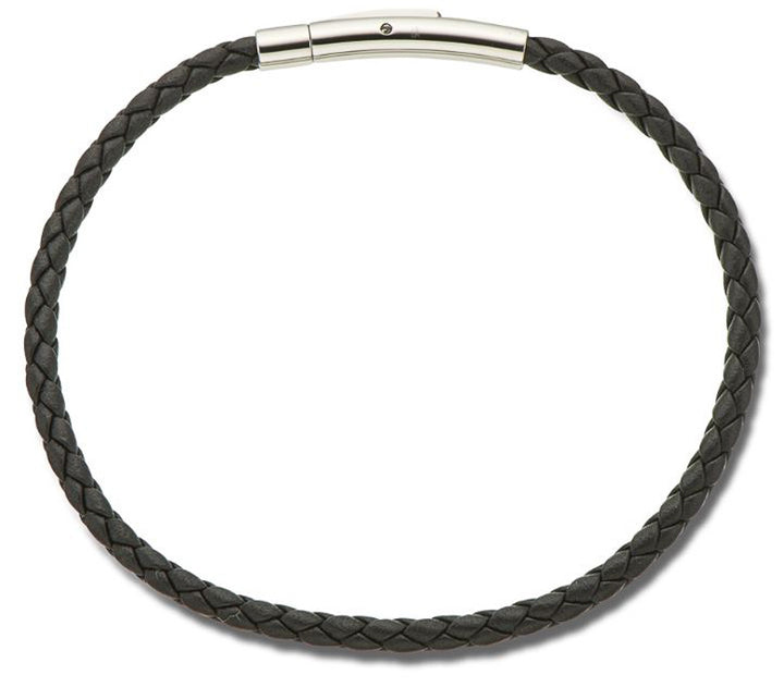 Leather Plait Bracelet 4200 - Black