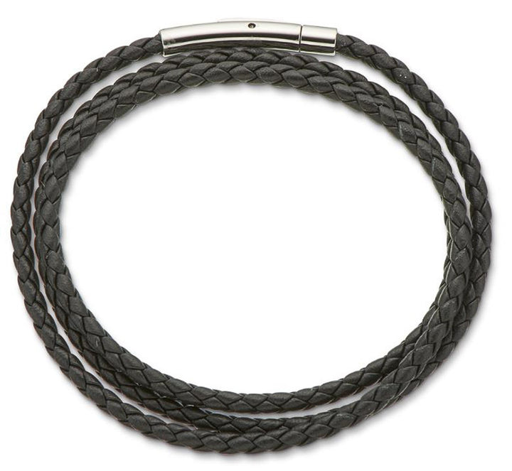 Palas Jewellery Bracelet - Leather Plait Wrap - Black