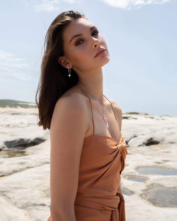 Desert Flower Medium Hoop Earrings - Rose Gold