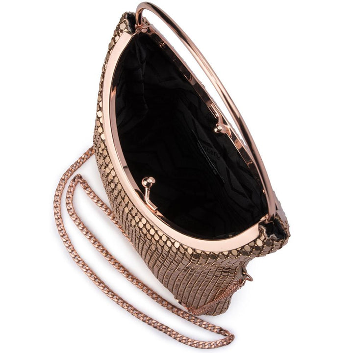 Olga Berg Gigi Flat Mesh Circular Handle Bag - Rose Gold