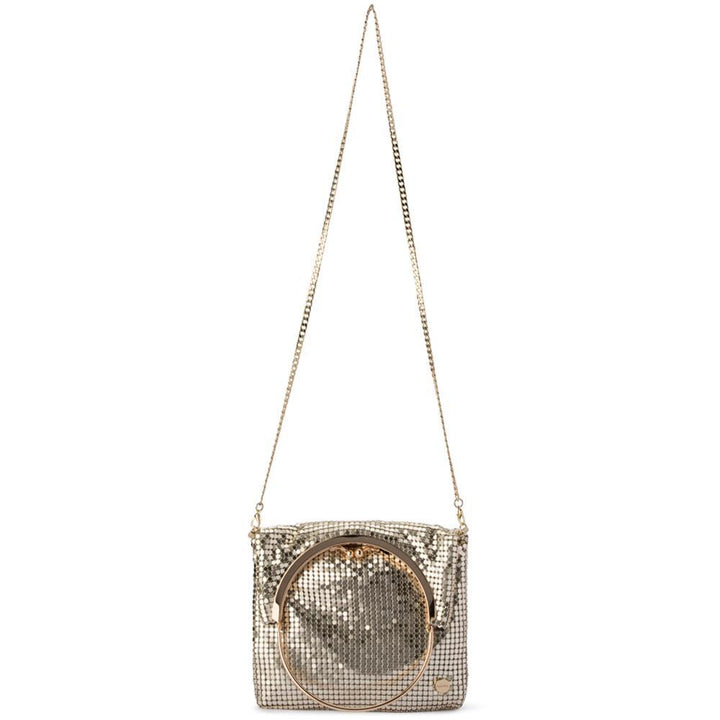 Olga Berg Gigi Flat Mesh Circular Handle Bag - Gold