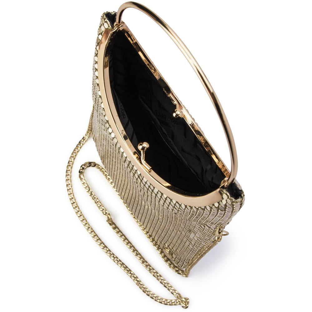 Olga Berg Gigi Flat Mesh Circular Handle Bag - Gold