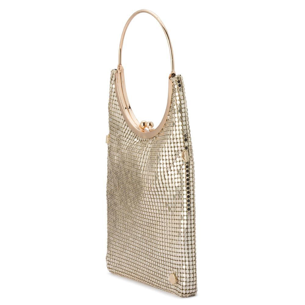 Olga Berg Gigi Flat Mesh Circular Handle Bag - Gold