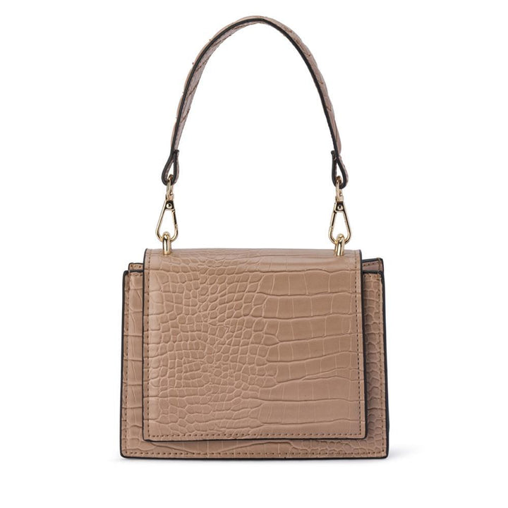 Olga Berg Molli Croc Embossed Top Handle Bag - Natural