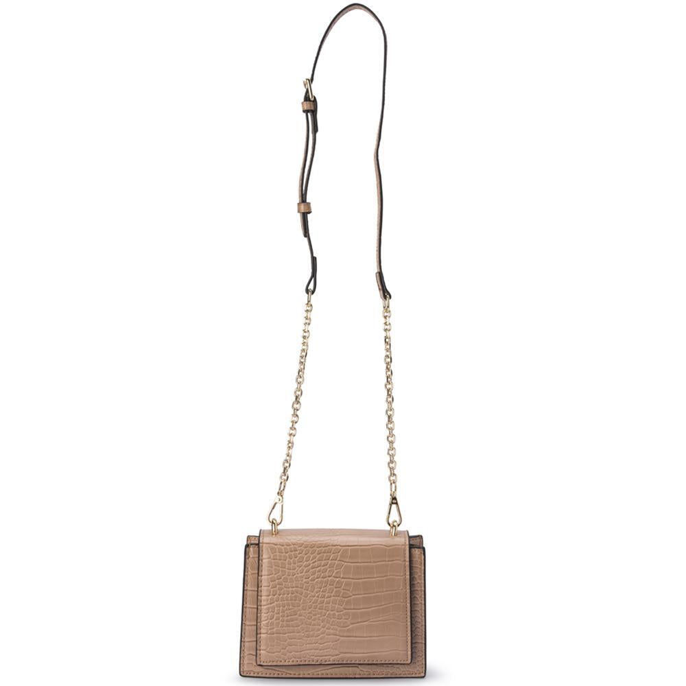 Olga Berg Molli Croc Embossed Top Handle Bag - Natural