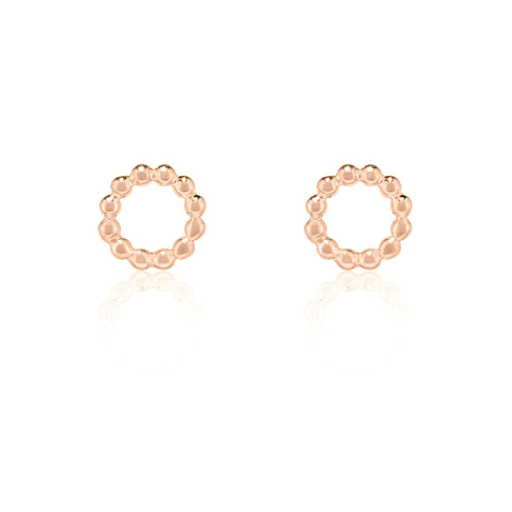 Beaded Circle Stud Earrings - Rose Gold