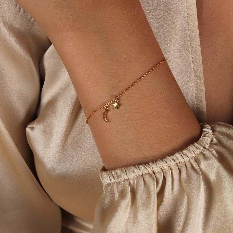 Star & Moon Bracelet - Rose Gold