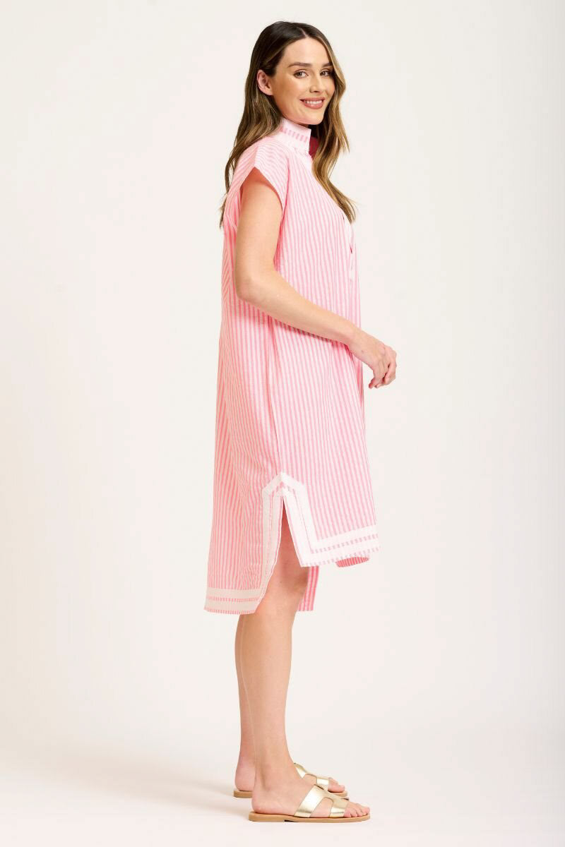 The Kaftan - Pink Neon/White