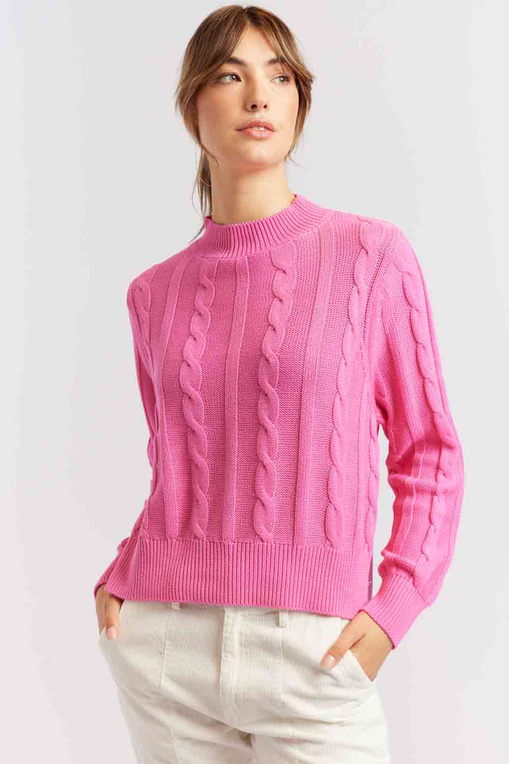 Amber Cotton Sweater - Hot Pink