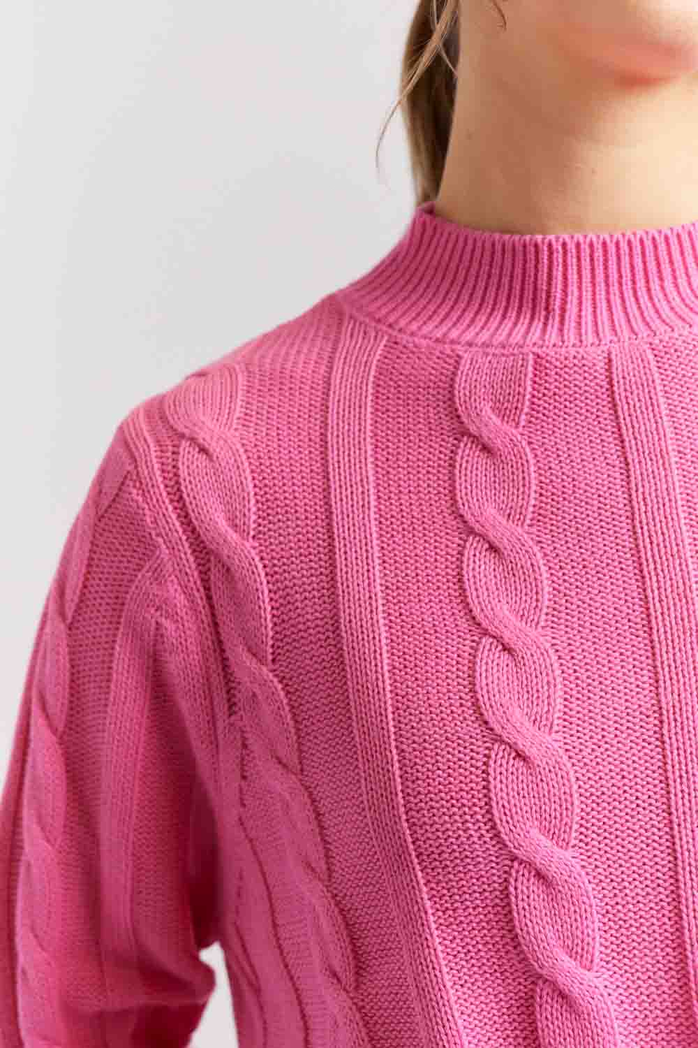 Amber Cotton Sweater - Hot Pink